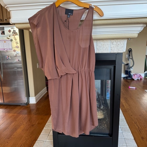 NWT Greylin Harper 100% Silk Crepe Brown Dress XS - Picture 2 of 5